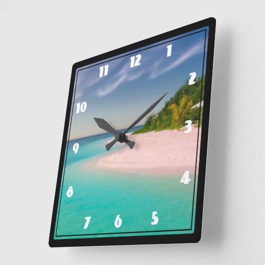 Aquamarine Ocean Tropical Beach Scenic Vierkante Klok (Hoek)