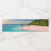 Aquamarine Ocean Tropical Beach Scenic Welcome Waterfles Etiket (Enkel label)