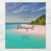 Aquamarine Ocean Tropical Beach Scenic Wine Making Wijn Etiket (Enkel label)