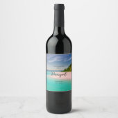 Aquamarine Ocean Tropical Beach Scenic Wine Making Wijn Etiket (Voorkant)