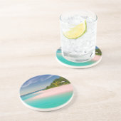 Aquamarine Ocean Tropical Beach Scenic Zandsteen Onderzetter (Zijkant)