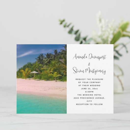 Aquamarine Ocean Tropical Beach Wedding Kaart (Staand voorkant)