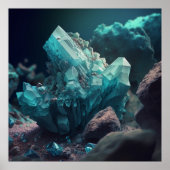 Aquamarine Ore Macro Poster - Serene Pegmatite Pri (Voorkant)