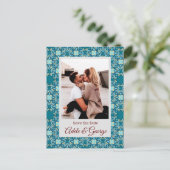 Aquamarine PHOTO Wedding Save the Date Briefkaart (Staand voorkant)