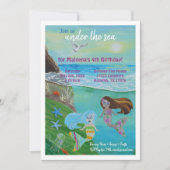 Aquamarine, Roze, Blauwe Zeemeermin Birthday Party Kaart (Voorkant)