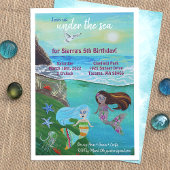 Aquamarine, Roze, Blauwe Zeemeermin Birthday Party Kaart