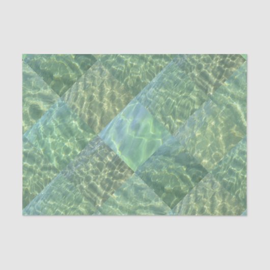 Aquamarine Seafoam Aqua Water Patchwork Tissuepapier (Voorkant)