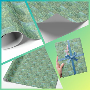 Aquamarine Seafoam Water Patchwork Boho Chic Cadeaupapier