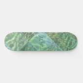 Aquamarine Seafoam Water Patchwork met Initialen Persoonlijk Skateboard (Horizontaal)