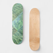 Aquamarine Seafoam Water Patchwork met Initialen Persoonlijk Skateboard (Voorkant)