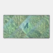 Aquamarine Seafoam Water Patchwork Monogram Bureaumat (Voorkant)