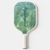 Aquamarine Seafoam Water Patchwork Monogram Pickleball Paddle (Achterkant)