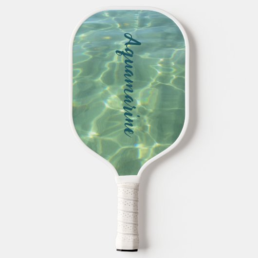 Aquamarine Seafoam Water Patchwork Monogram Pickleball Paddle (Achterkant)