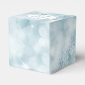 Aquamarine Snowflakes Holiday Favor Cadebox Bedankdoosjes (Achterkant)
