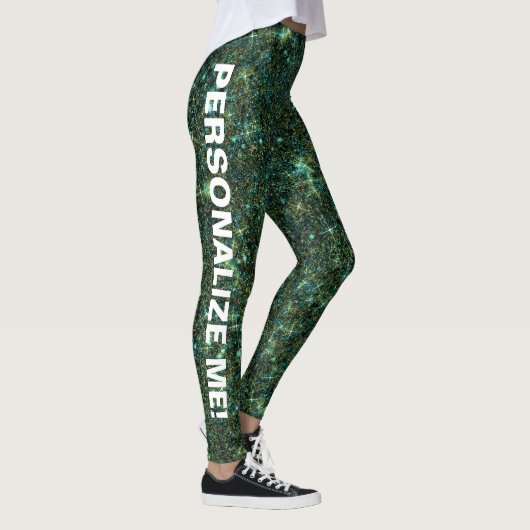 Aquamarine Spell Gold Blue Glitter CUSTOM-TEKST Leggings (Rechts)