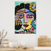 Aquamarine Sugar Skull Mexicaans Poster (Keuken)