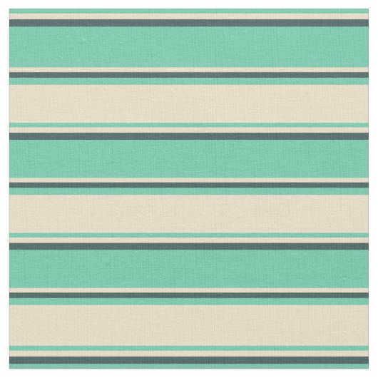 Aquamarine, Tan en Dark Slate Grey Pattern Stof (Close Up)