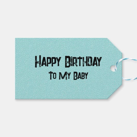 Aquamarine Texture Happy Birthday Cadeaulabel (Voorkant (Horizontaal))