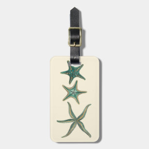 Aquamarine Triple Starfish Bagagelabel