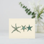 Aquamarine Triple Starfish Briefkaart (Staand voorkant)