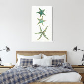 Aquamarine Triple Starfish Canvas Afdruk (Insitu (Slaapkamer))