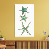 Aquamarine Triple Starfish Canvas Afdruk (Insitu (Woonkamer))
