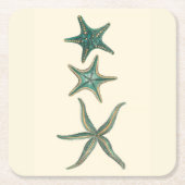 Aquamarine Triple Starfish Kartonnen Onderzetters (Voorkant)