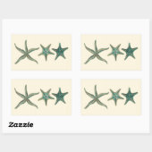 Aquamarine Triple Starfish Rechthoekige Sticker (Vel)