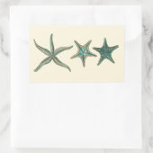 Aquamarine Triple Starfish Rechthoekige Sticker (Tas)