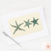 Aquamarine Triple Starfish Rechthoekige Sticker (Envelop)