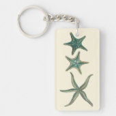 Aquamarine Triple Starfish Sleutelhanger (Voorkant)