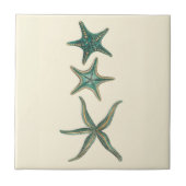 Aquamarine Triple Starfish Tegeltje (Voorkant)