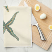 Aquamarine Triple Starfish Theedoek (Quarter Fold)