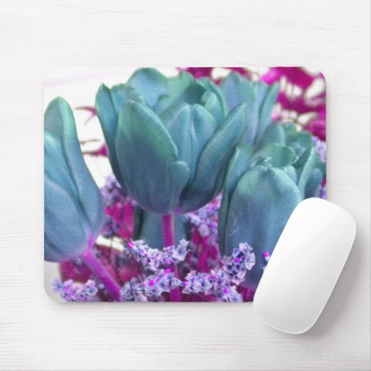 Aquamarine Tulips Mousepad Muismat (Met muis)