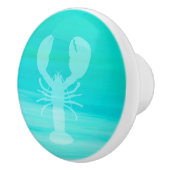 Aquamarine turquoise zee water met kreeft keramische knop (Rechts)