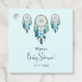 Aquamarine Waterverf Dreamcatcher Baby shower Bedankjes Labels