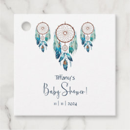 Aquamarine Waterverf Dreamcatcher Baby shower Bedankjes Labels