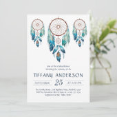 Aquamarine Waterverf Dreamcatcher Baby shower Kaart (Staand voorkant)
