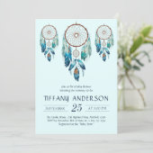 Aquamarine Waterverf Dreamcatcher Baby shower Kaart (Staand voorkant)
