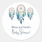 Aquamarine Waterverf Dreamcatcher Baby shower Ronde Sticker (Voorkant)