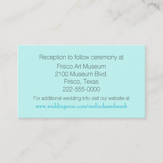 Aquamarine Wedding Enclosure Card Informatiekaartje (Voorkant)