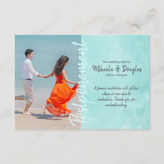 Aquamarine Wedding Postponement Kaart (Voorkant)