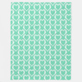 Aquamarine White Hearts Pattern Fleece Deken (Voorkant)