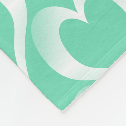 Aquamarine White Hearts Pattern Fleece Deken (Hoek)