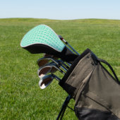 Aquamarine White Hearts Pattern Golfheadcover (Insitu)
