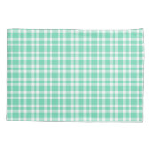 Aquamarine White Plaid Pattern Kussensloop (Achterkant-Links)