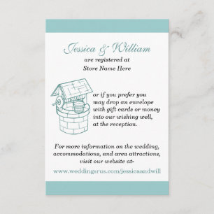 Aquamarine & White Wedding Wishing Well Card Informatiekaartje