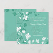 Aquamarine-witte florzirls trouwuitnodiging kaart (Voorkant / Achterkant)