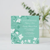 Aquamarine-witte florzirls trouwuitnodiging kaart (Staand voorkant)