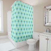 Aquamarine Zee Flowers Shower Curtain Douchegordijn (In situ)